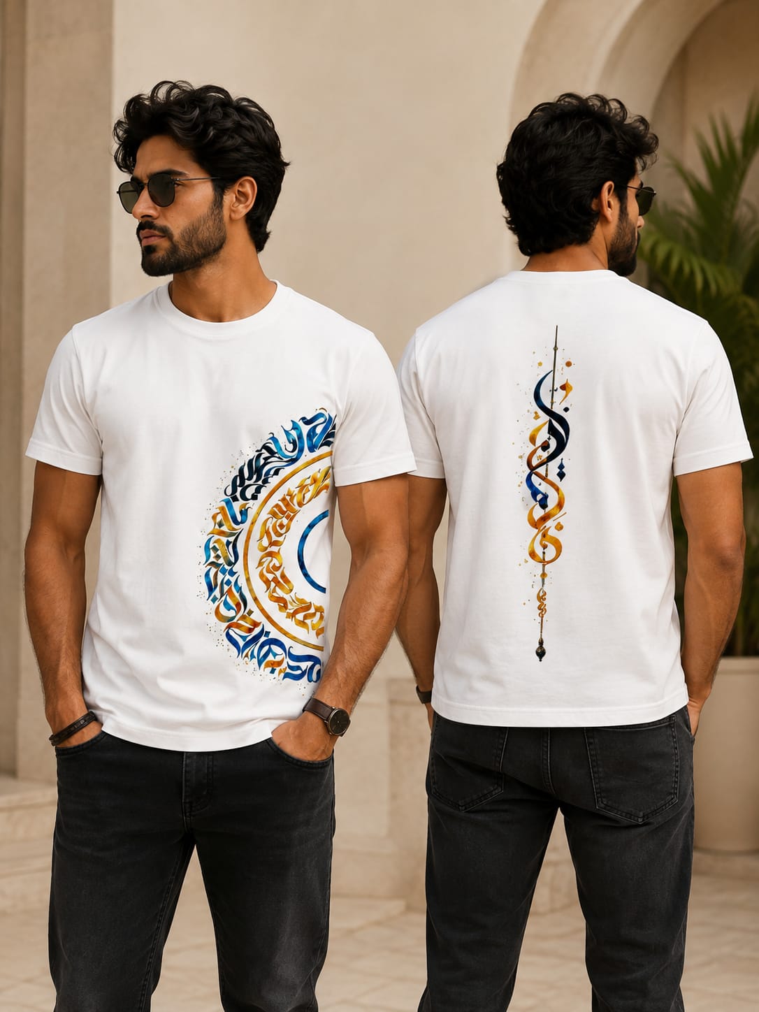 Abstract Calligraphy Art White Premium Cotton Unisex T-Shirt | Ong Bong Chong