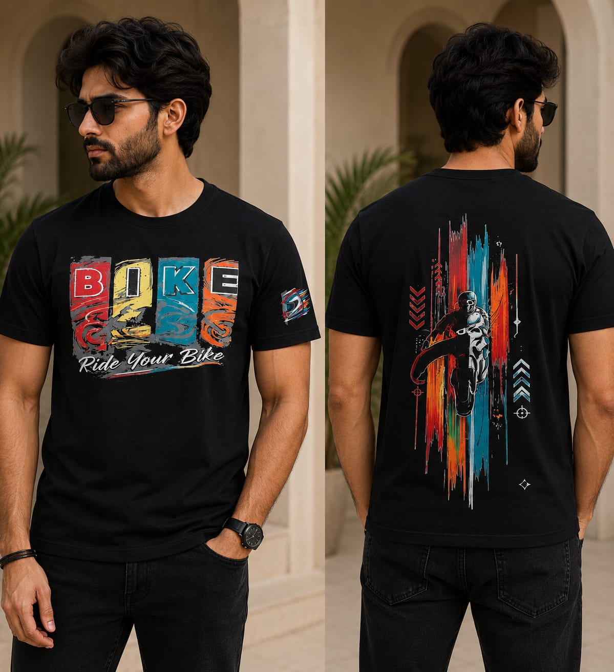 Ride Your Bike Graphic Print Black Premium Cotton Unisex T-Shirt | Ong Bong Chong